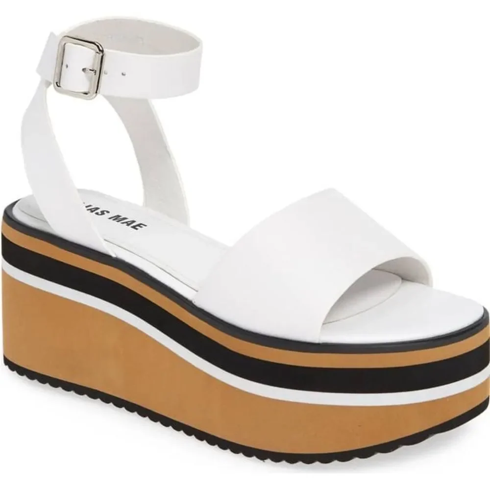 Alias Mae Oasis white leather chunky platform sandals women’s shoe size 8
